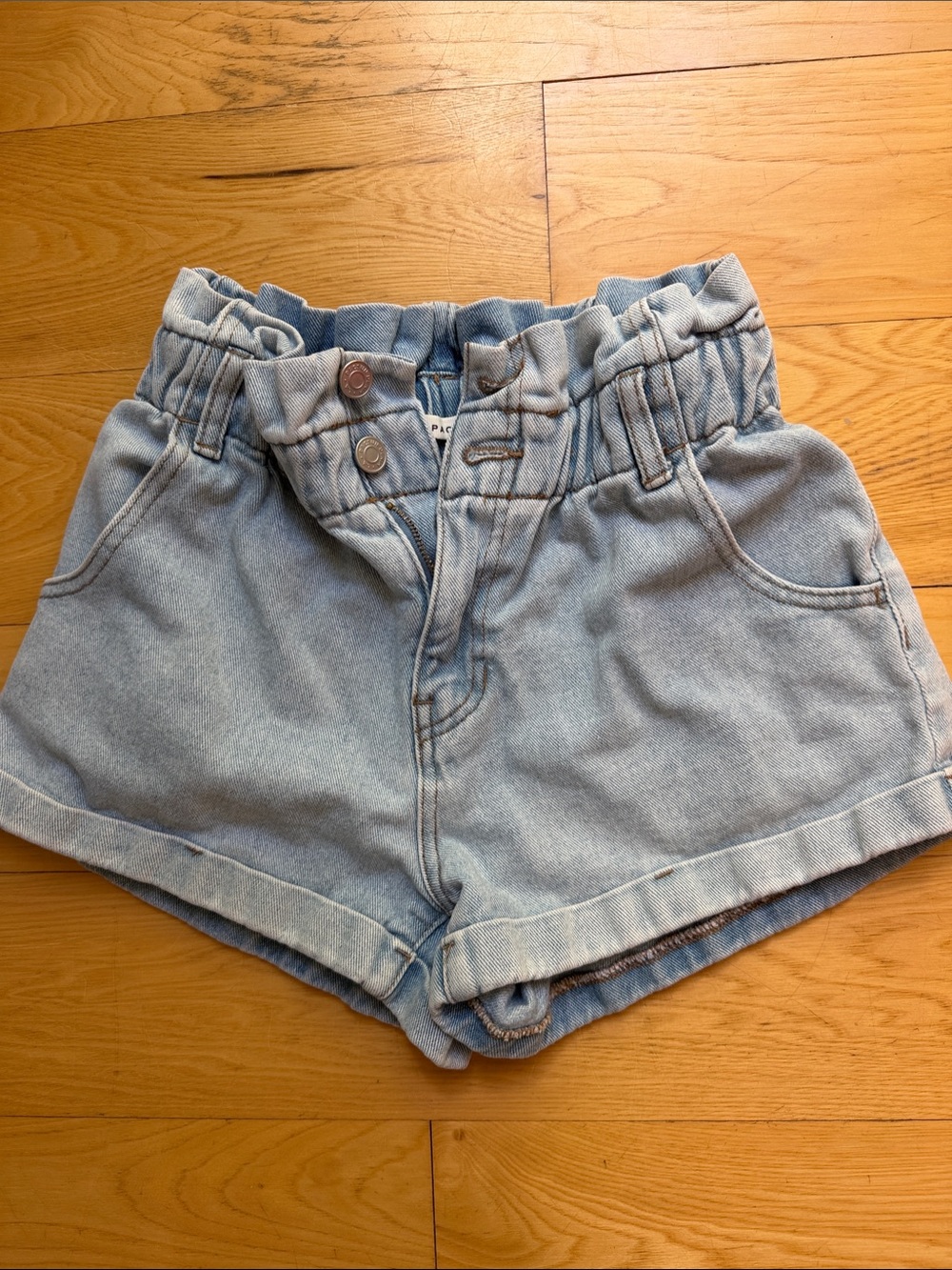 Pac Sun Light Wash Denim Paperbag Shorts